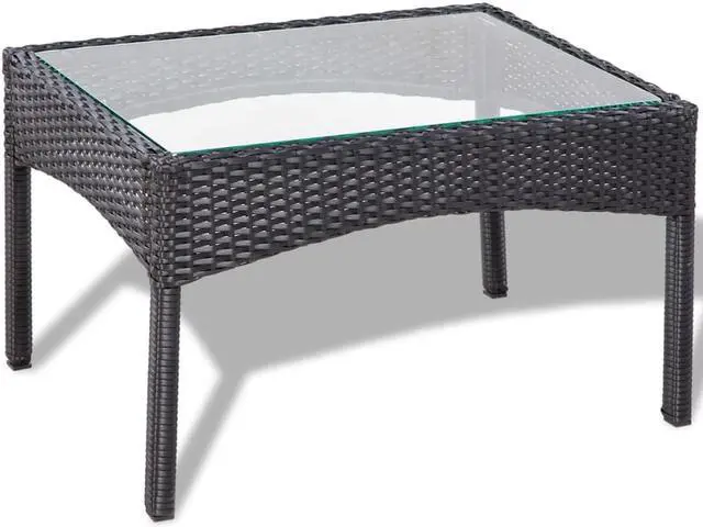 Alt view image 7 of 11 - vidaXL Patio Furniture Set 4 Piece Sofa with Coffee Table Poly Rattan Black