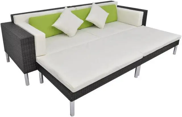Alt view image 4 of 7 - vidaXL Patio Furniture Set 10 Piece Sofa Set with Coffee Table Rattan Brown