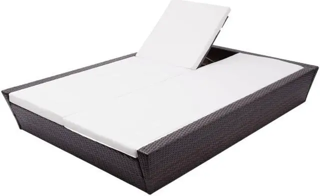 Alt view image 6 of 7 - vidaXL Patio Bed Outdoor Rattan Daybed Sunbed with Cushion Poly Rattan Brown