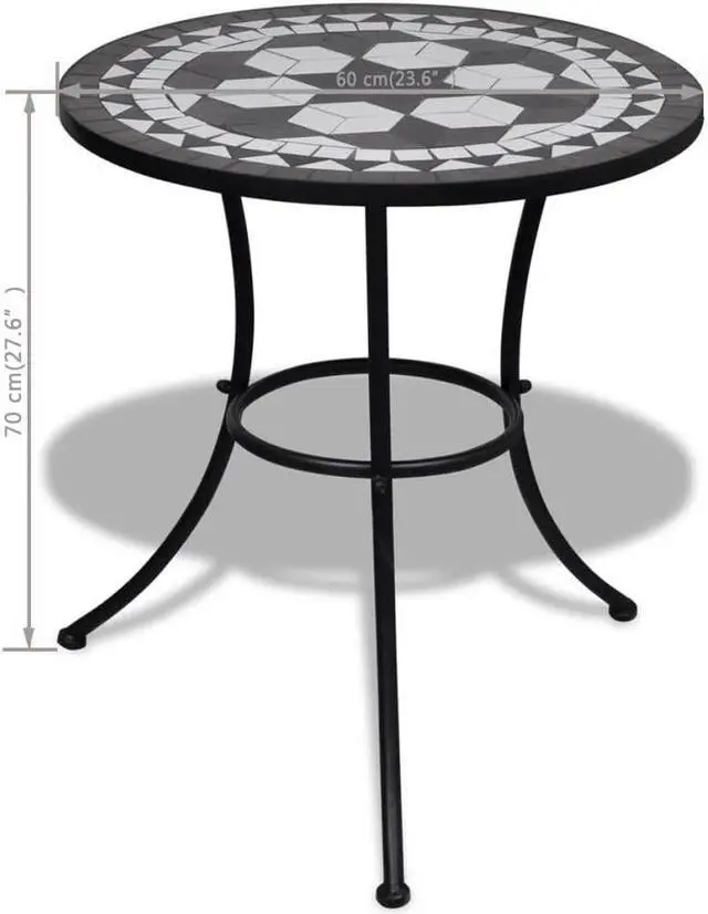 Alt view image 5 of 13 - vidaXL Table Outdoor Side Table Garden Mosaic Table for Balcony Ceramic Black