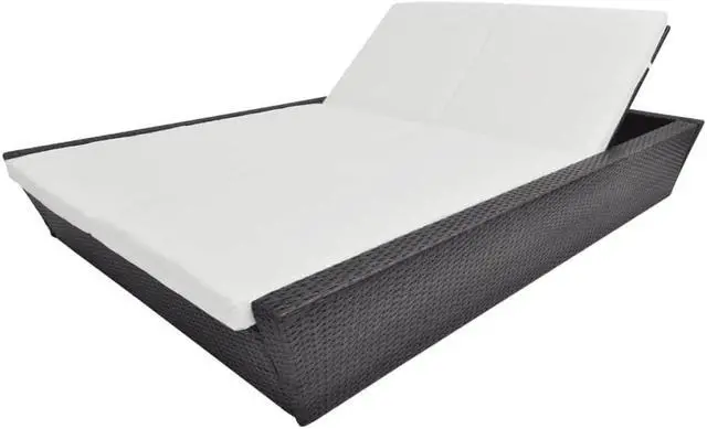 Alt view image 4 of 7 - vidaXL Patio Bed Outdoor Rattan Daybed Sunbed with Cushion Poly Rattan Brown