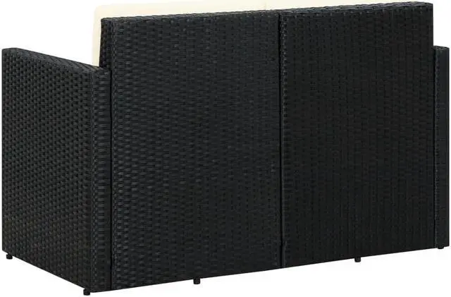 Alt view image 17 of 17 - vidaXL 2 Seater Sofa Couch with Cushions Patio Wicker Love Seat PE Rattan Black