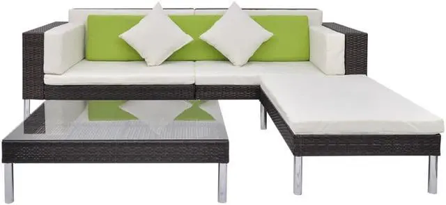 Alt view image 3 of 14 - vidaXL Patio Bistro Set 3 Piece Outdoor Table and Chairs Poly Rattan Brown