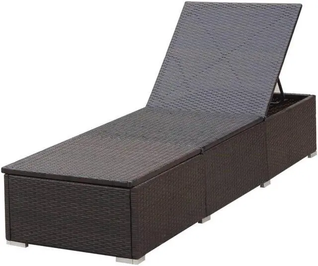 Alt view image 5 of 12 - vidaXL Patio Lounge Chair with Adjustable Backrest Sunlounger Brown Poly Rattan