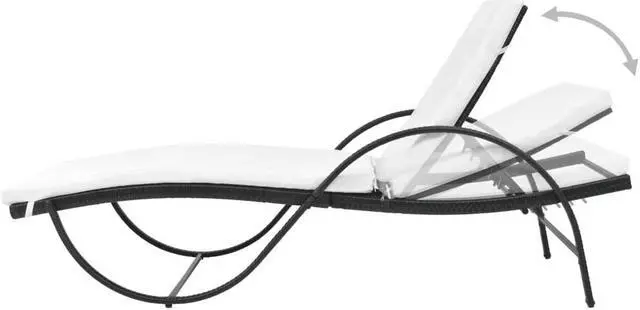Alt view image 4 of 14 - vidaXL Patio Lounge Chair Outdoor Chaise Lounge with Cushion Poly Rattan Black