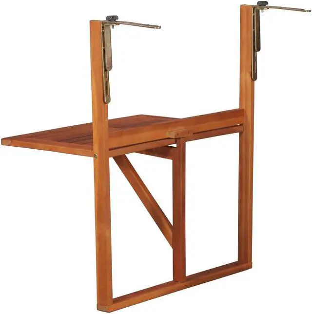Alt view image 3 of 13 - vidaXL Solid Acacia Wood  Balcony Table Brown Furniture Patio Garden Hanging