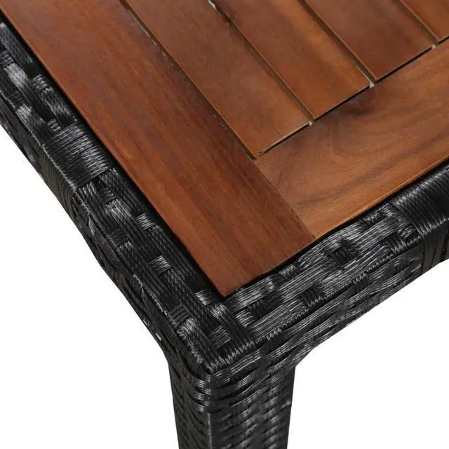 Alt view image 4 of 7 - vidaXL Patio Dining Set 9 Piece Table Set Poly Rattan and Acacia Wood Black