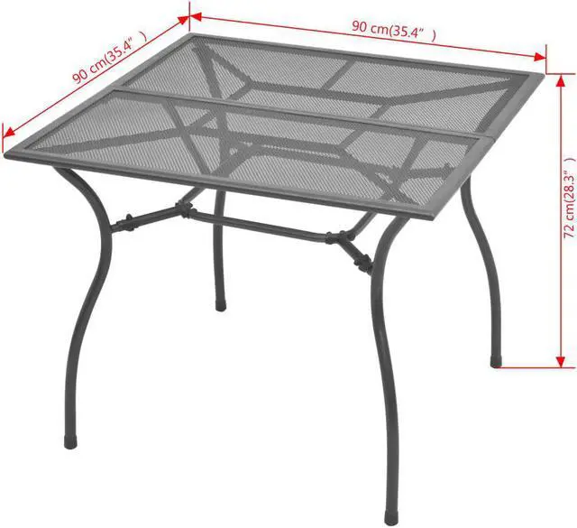 Alt view image 3 of 11 - vidaXL Patio Table Outdoor Dining Table with Mesh Design Garden Furniture Steel