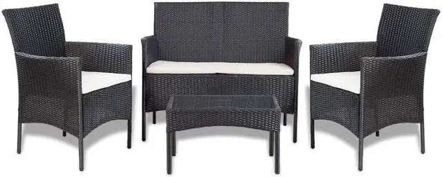 Main image of vidaXL Patio Furniture Set 4 Piece Sofa with Coffee Table Poly Rattan Black