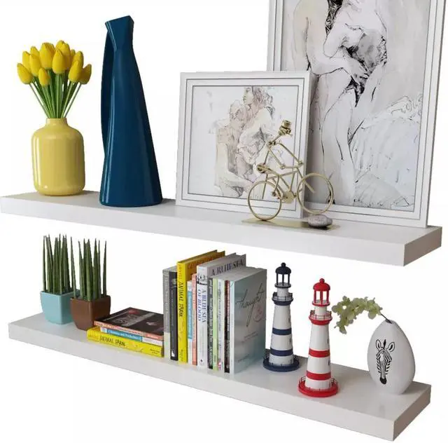 Alt view image 2 of 11 - vidaXL Wall Shelves Floating Shelves Wall Display Shelves 2 Pcs White MDF