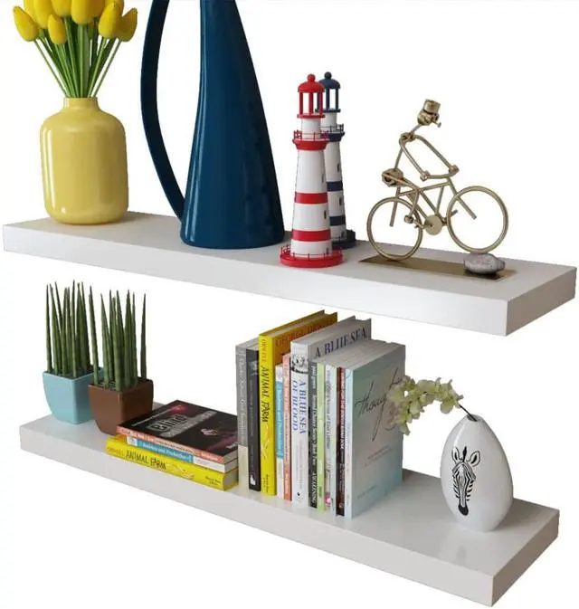 Alt view image 2 of 6 - vidaXL Wall Shelves Floating Shelves Wall Mounted Display Shelves 4 Pcs White