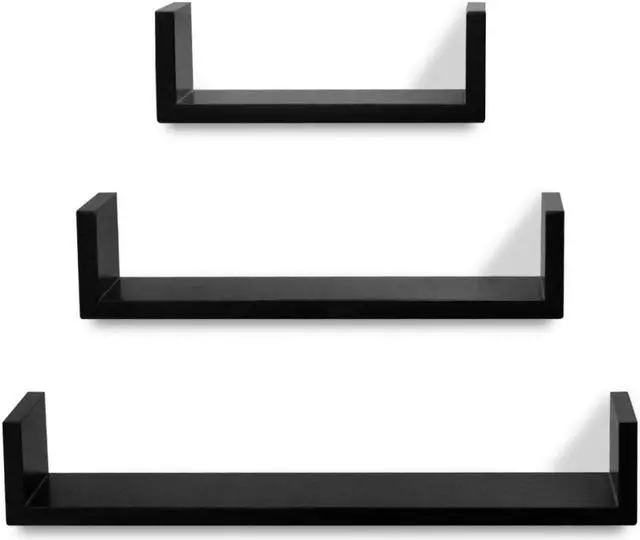 Alt view image 4 of 7 - vidaXL Wall Shelves Floating Shelves Wall Mounted Display Shelves 6 Pcs Black