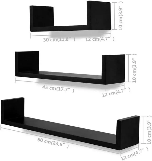 Alt view image 5 of 7 - vidaXL Wall Shelves Floating Shelves Wall Mounted Display Shelves 6 Pcs Black