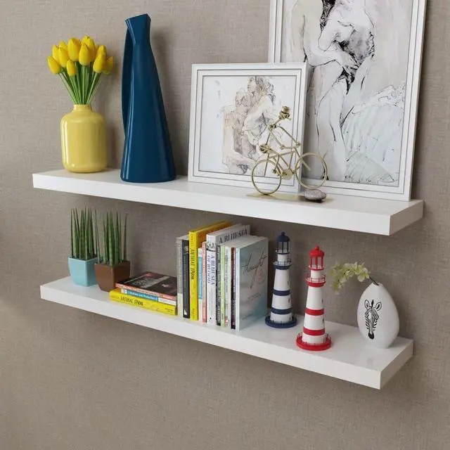Main image of vidaXL Wall Shelves Floating Shelves Wall Display Shelves 2 Pcs White MDF