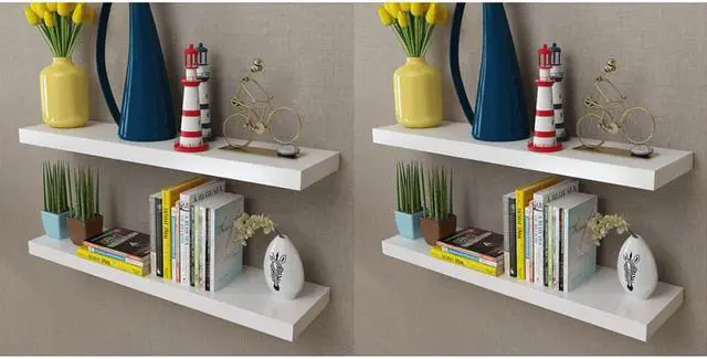 Main image of vidaXL Wall Shelves Floating Shelves Wall Mounted Display Shelves 4 Pcs White