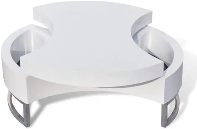 Alt view image 3 of 10 - vidaXL Coffee Table Shape-Adjustable High Gloss White Side End Storage Table