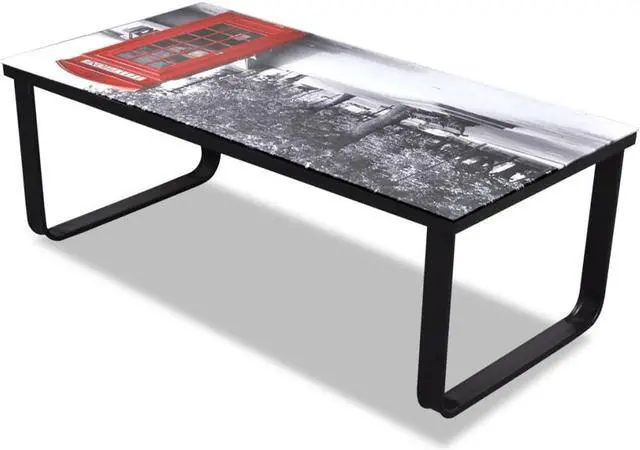 Alt view image 5 of 11 - vidaXL Coffee Table Accent End Table Side Table with Piano Printing Glass Top