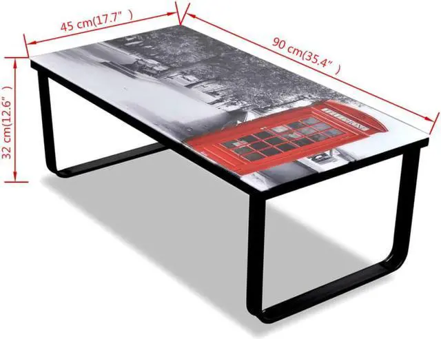 Alt view image 4 of 11 - vidaXL Coffee Table Accent End Table Side Table with Piano Printing Glass Top