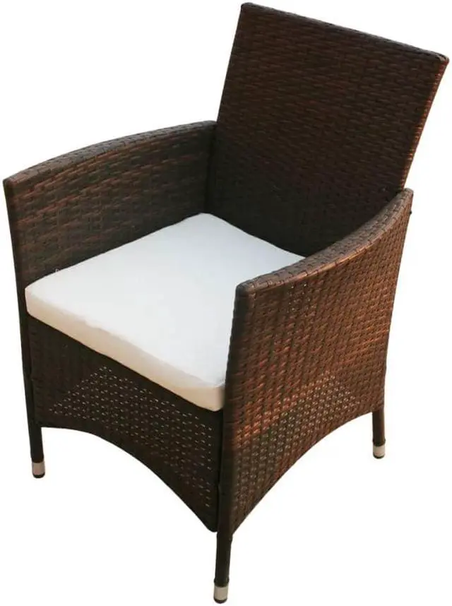 Alt view image 6 of 10 - vidaXL Garden Chairs 2 pcs Poly Rattan Brown