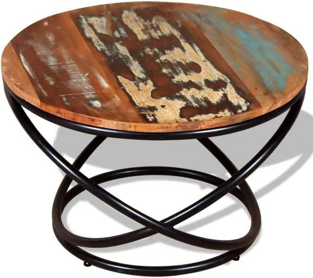 Alt view image 5 of 11 - vidaXL Coffee Table Round End Table Accent Sofa Table Solid Wood Reclaimed