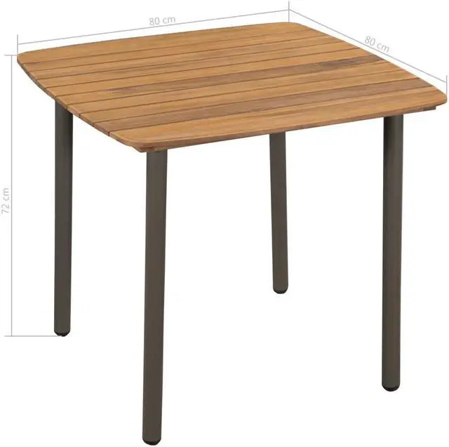 Alt view image 3 of 7 - vidaXL Patio Table Garden Outdoor Dining Table Solid Acacia Wood and Steel