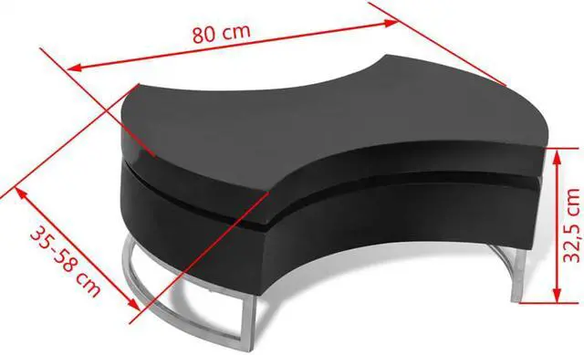 Alt view image 6 of 11 - vidaXL Shape-Adjustable Coffee End Table Storage Side Table High Gloss Black