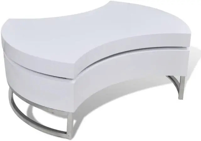 Alt view image 2 of 10 - vidaXL Coffee Table Shape-Adjustable High Gloss White Side End Storage Table