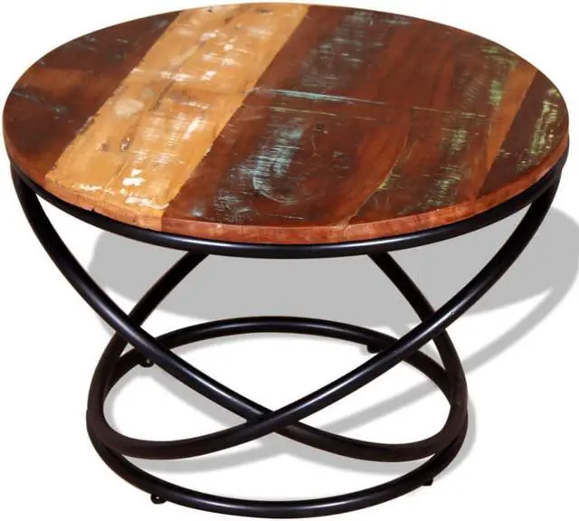 Alt view image 3 of 11 - vidaXL Coffee Table Round End Table Accent Sofa Table Solid Wood Reclaimed