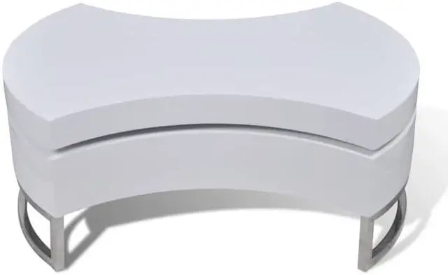 Alt view image 5 of 10 - vidaXL Coffee Table Shape-Adjustable High Gloss White Side End Storage Table