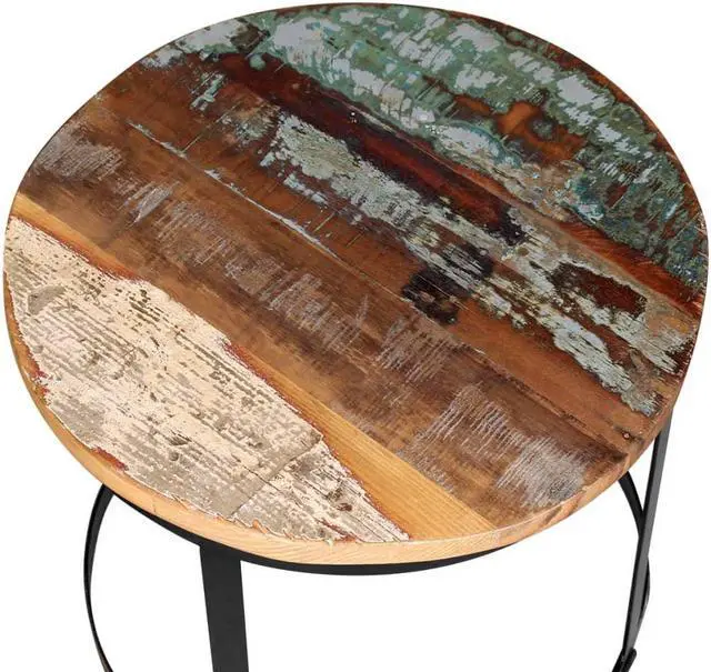 Alt view image 6 of 12 - vidaXL Coffee Table Set 2 Piece Round End Table Side Table Solid Wood Reclaimed