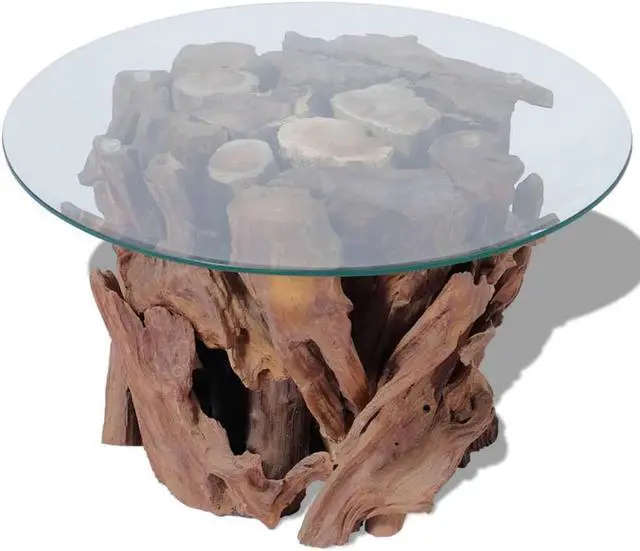 Alt view image 5 of 10 - vidaXL Coffee Table Solid Teak Driftwood 23.6"
