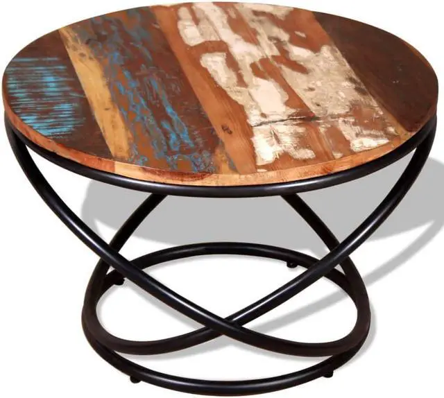 Alt view image 6 of 11 - vidaXL Coffee Table Round End Table Accent Sofa Table Solid Wood Reclaimed
