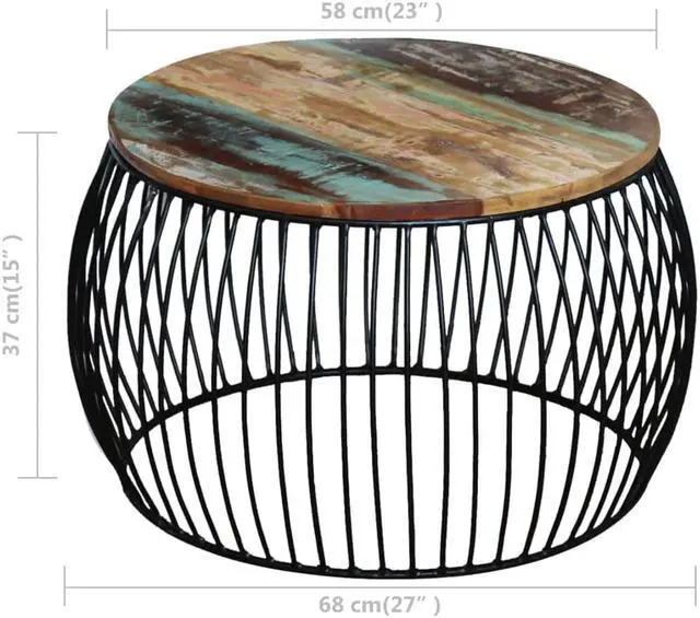 Alt view image 5 of 14 - vidaXL Coffee Table Vintage Round End Table Side Table Solid Wood Reclaimed