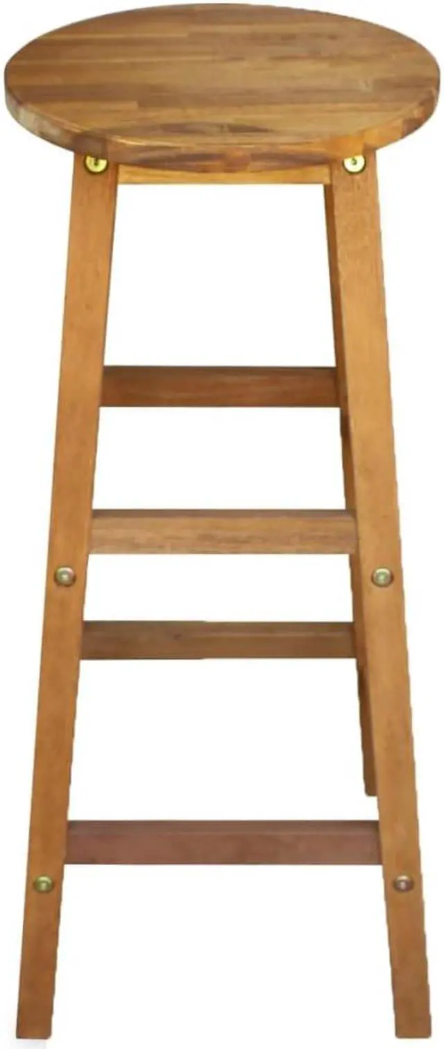 Alt view image 13 of 13 - vidaXL Bar Stools Bar Seats Counter Height Island Stools 2 Pcs Solid Acacia Wood