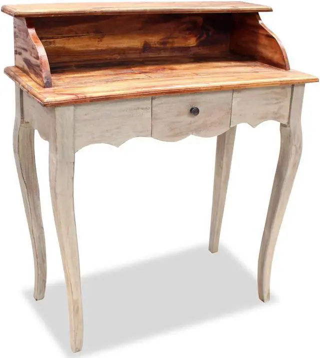 Alt view image 9 of 14 - vidaXL Writing Desk Office Computer Desk Study Working Table Solid Mahogany Wood