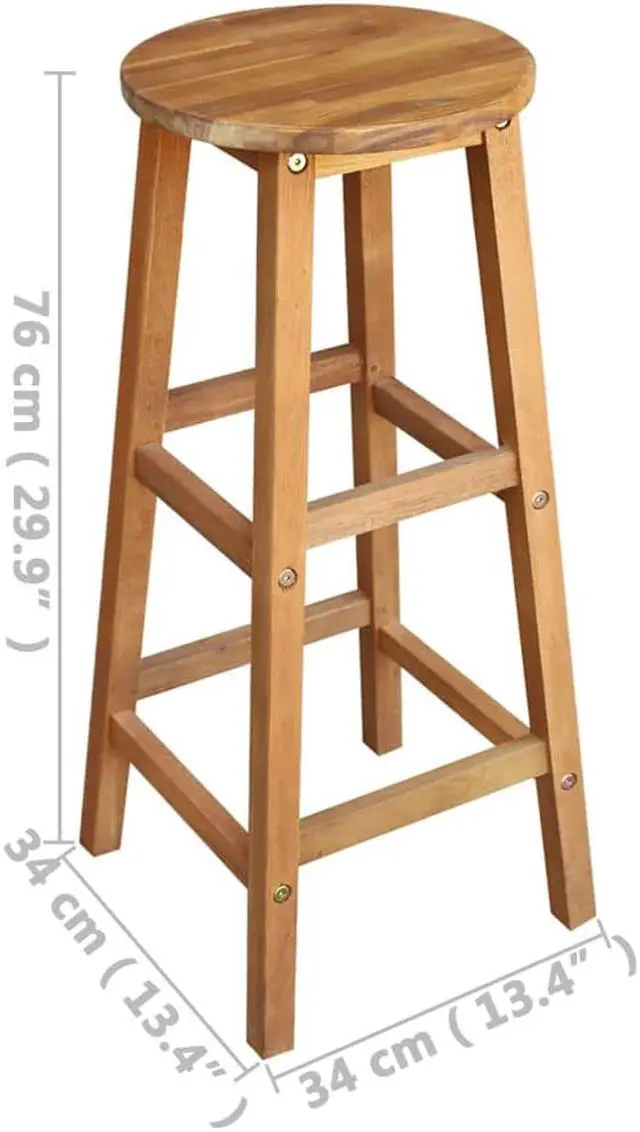 Alt view image 3 of 13 - vidaXL Bar Stools Bar Seats Counter Height Island Stools 2 Pcs Solid Acacia Wood