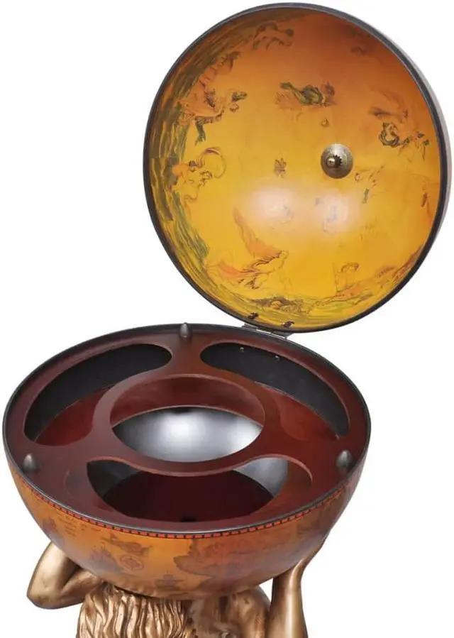Alt view image 5 of 12 - vidaXL Globe Wine Bar Tabletop Wine Stand Liquor Bar Cabinet Atlas Design