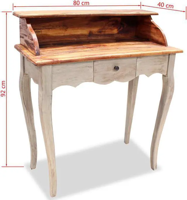 Alt view image 13 of 14 - vidaXL Writing Desk Office Computer Desk Study Working Table Solid Mahogany Wood