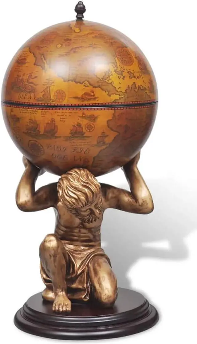 Alt view image 3 of 12 - vidaXL Globe Wine Bar Tabletop Wine Stand Liquor Bar Cabinet Atlas Design