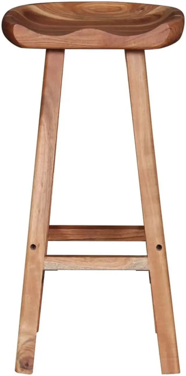 Alt view image 6 of 19 - vidaXL 2x Bar Stool Solid Acacia Wood Kitchen Counter Pub Chair Seat Furniture