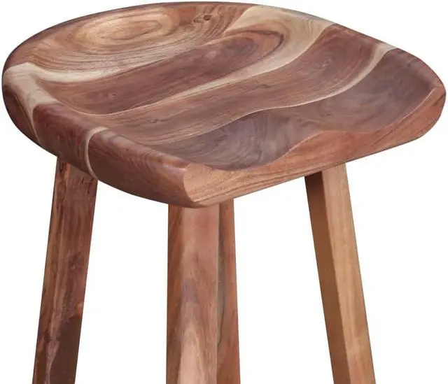 Alt view image 7 of 19 - vidaXL 2x Bar Stool Solid Acacia Wood Kitchen Counter Pub Chair Seat Furniture