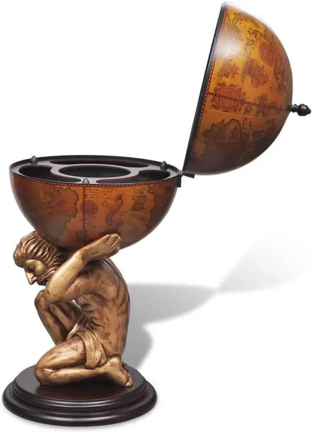 Alt view image 6 of 12 - vidaXL Globe Wine Bar Tabletop Wine Stand Liquor Bar Cabinet Atlas Design