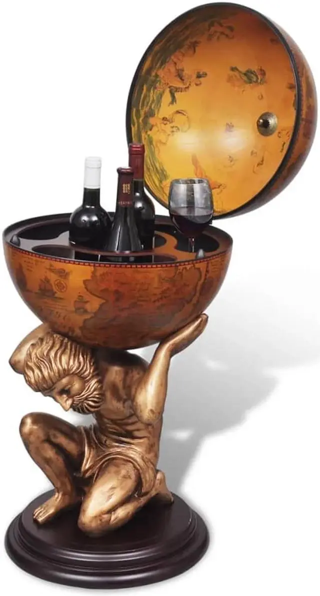 Alt view image 2 of 12 - vidaXL Globe Wine Bar Tabletop Wine Stand Liquor Bar Cabinet Atlas Design