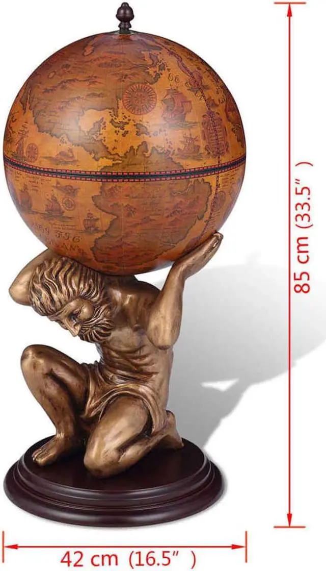 Alt view image 7 of 12 - vidaXL Globe Wine Bar Tabletop Wine Stand Liquor Bar Cabinet Atlas Design