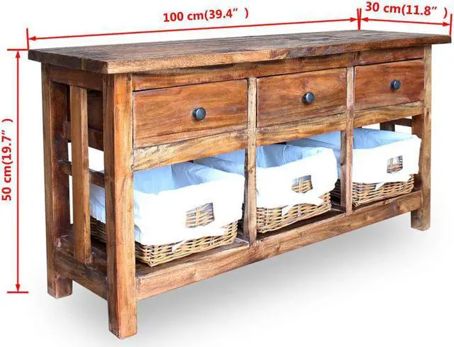 Alt view image 12 of 13 - vidaXL Sideboard Buffet Console Cabinet with Storage Recycled Teak and Steel