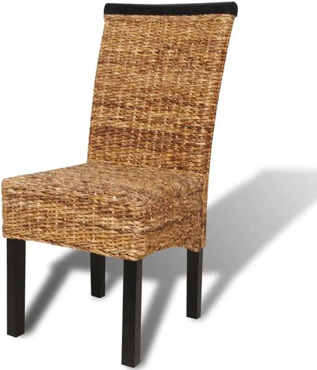 Alt view image 7 of 16 - vidaXL Dining Chairs 2 pcs Abaca and Solid Mango Wood