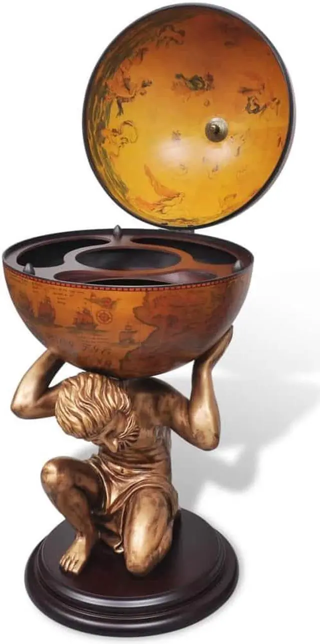Alt view image 4 of 12 - vidaXL Globe Wine Bar Tabletop Wine Stand Liquor Bar Cabinet Atlas Design