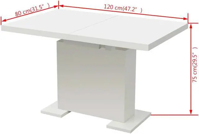Alt view image 5 of 8 - vidaXL Extendable Dining Table High Gloss White Kitchen Dining Room Dinner