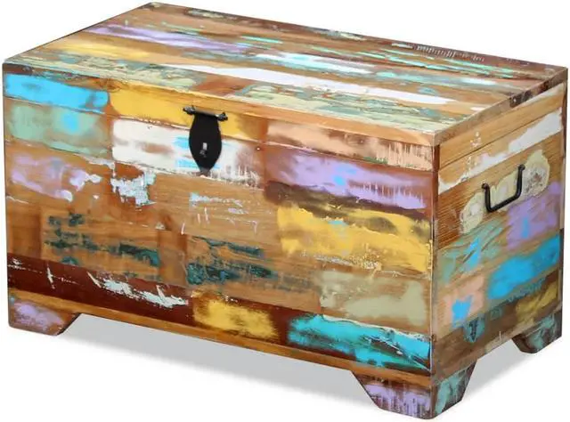 Alt view image 12 of 14 - vidaXL Storage Chest Solid Reclaimed Wood Box Entryway Trunk hallway Bench
