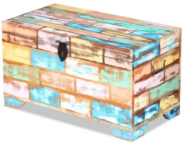 Alt view image 13 of 14 - vidaXL Storage Chest Solid Reclaimed Wood Box Entryway Trunk hallway Bench